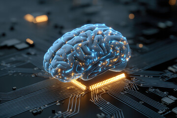 Fototapete - Digital brain with circuit and AI cocept
