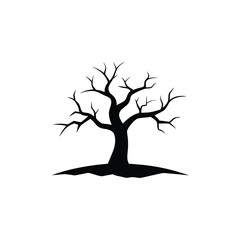 Wall Mural - Stylized vector silhouette of a tree with exposed roots and bare branches, perfect for nature-inspired designs illustrating growth and the changing seasons