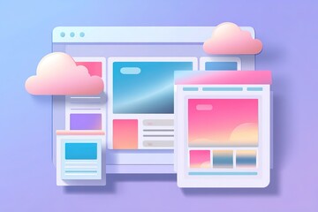 Abstract homepage hero section with SaaS branding and cloud visuals
