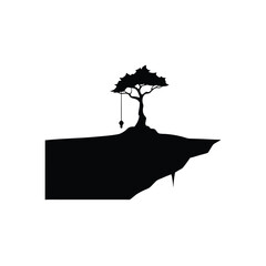Wall Mural - Silhouette of a rooted tree against a vibrant sunset sky, illustrating the beauty of nature's evening landscape