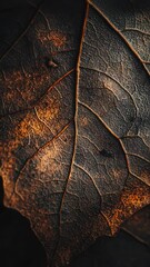 Poster - A detailed view of a single leaf against a dark background
