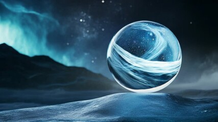 Aufkleber - Celestial Orb: A captivating, surreal artwork depicts a luminous sphere, radiating cosmic energy against the backdrop of a dreamy, starlit panorama. 