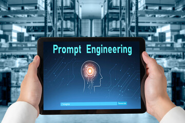Poster - Generative AI virtual assistant tools for prompt engineer and user for ease of engage artificial intelligence AI technology help people to work with generative AI functions by prompting the AI snugly