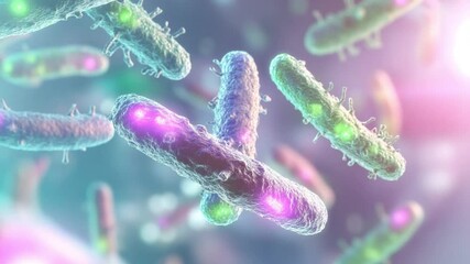 Aufkleber - Microscopic World: Vibrant and detailed image of bacteria cells, showcasing the complex structures and vibrant colors of microscopic life.