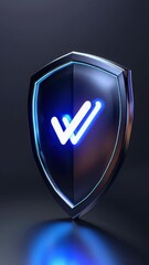 Aufkleber - A bright and reflective shield featuring a bold blue arrow
