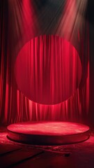 Poster - A stage with a red curtain and spotlights
