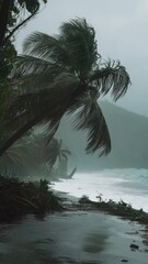 Poster - Palm trees swaying in the breeze on a sunny beach, perfect for summer vibes