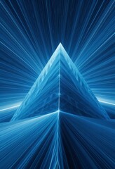 Wall Mural - A close-up of a blue pyramid has a ray of light