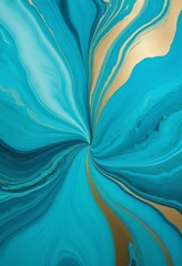 Wall Mural - A close-up of a blue and gold swirl painting