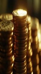 Poster - A pile of coins stacked on top of each other