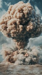 Aufkleber - A massive plume of smoke billows upwards from a source not visible in the image, suggesting a powerful and intense event