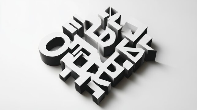 Abstract 3D Typography: White Letters on White Background