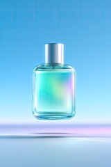 Aufkleber - Floating Teal Perfume Bottle with Iridescent Gradient