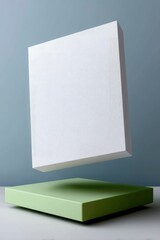 Aufkleber - Floating White Card with Shadow on Green Layered Paper