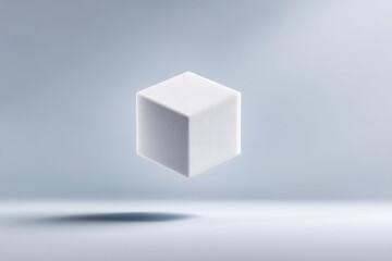 Aufkleber - Floating White Cube with Subtle Texture on Grey Background