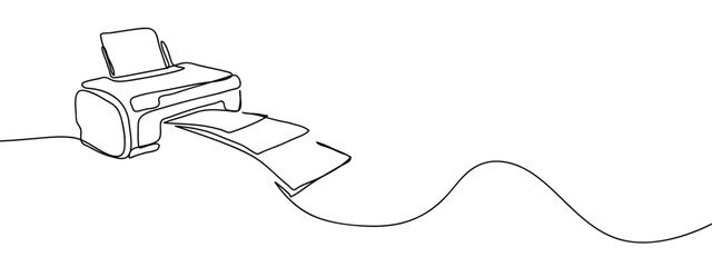 continuous lines, printers and documents simple art lines on transparent background, editable stroke