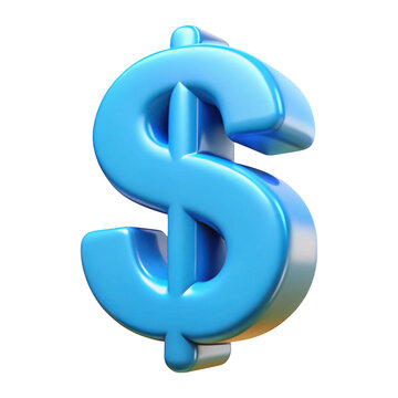 3d blue dollar sign isolated on transparent background