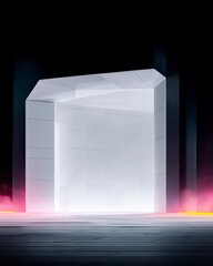 Aufkleber - Glowing Futuristic Entrance in Dark Setting