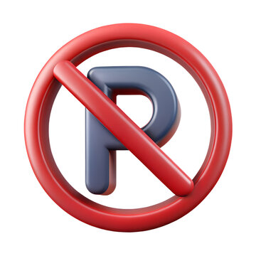 3d rendered no parking sign illustration depicting prohibited parking regulations PNG file isolated on transparent background cut out, clipping path, social media.
