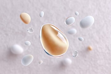 Aufkleber - Gold and White Eggs with Water Drops on Matte Surface