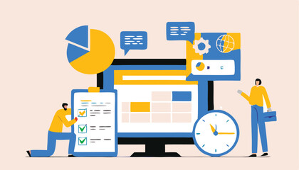 Business people collaborating on laptops, business smart working with online video conference meeting concept and business team  working from anywhere with internet wireless technology.