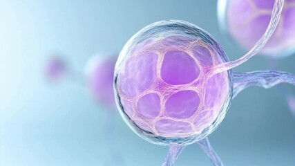 Poster - Microscopic marvel: Captivating view of a singular biological cell, rendered with intricate details. Explore the intricate architecture of life and the potential it holds.