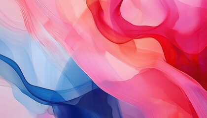 Wall Mural - vibrant abstract fluid wave artwork in pink, red, and blue tones for modern web design, branding, di
