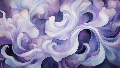 Wall Mural - ethereal violet smoke swirl with pastel gradient flow on dark background ideal for web design, brand