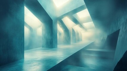 Poster - Architectural Impression: Captivating shot of an abstract, futuristic architectural design, with linear structures and atmospheric lighting and high-angle perspective.