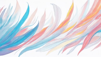 Wall Mural - ethereal pastel flame watercolor illustration with abstract feathered streaks in pink, blue, and ora