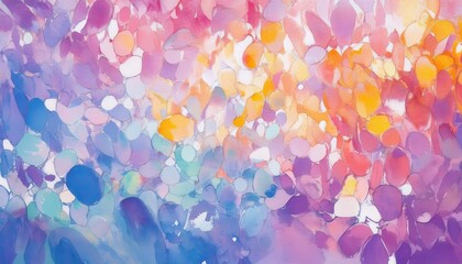 Wall Mural - vibrant abstract watercolor with pastel purple, orange, and blue petals in motion perfect for web de