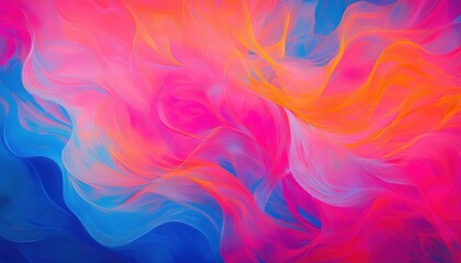 Wall Mural - vibrant abstract swirl of neon pink, orange, and electric blue lines in fluid motion for modern web 