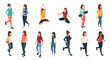 © tere - Diverse Women in Various Active and Relaxed Poses, Colorful Outfits