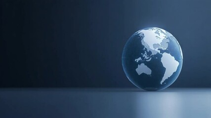 Aufkleber - Gleaming World Globe: A luminescent world globe, bathed in an ethereal glow, sits on a reflective surface against a dark, seamless backdrop.