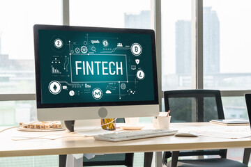 Poster - fintech financial technology software for modish business to analyze marketing strategy