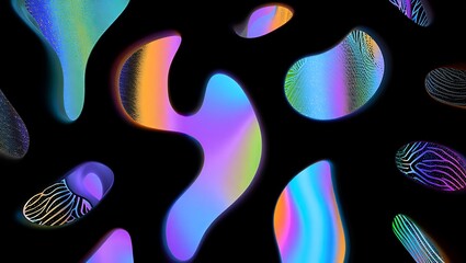 Poster - Abstract iridescent shapes vibrant, fluid design