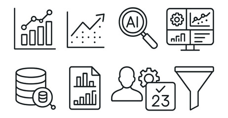 Poster - Data analysis icon set. flat style business, analytics, statistics icons collection