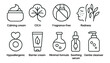 © Hubba Bubba - Skincare outline icon set. cream, cleanser, serum, allergen-free, minimalist icons