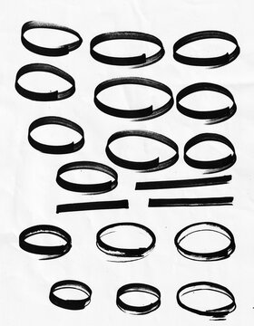 Hand-Drawn Black Oval Shapes & Circles PNG - Brush Stroke Highlights, Sketch Frames, Artistic Elements, marker round circule 
