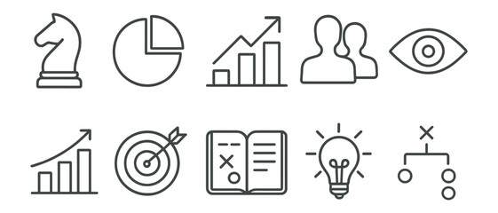 Poster - Business, strategy line icon set. analysis, growth, planning icons line collection