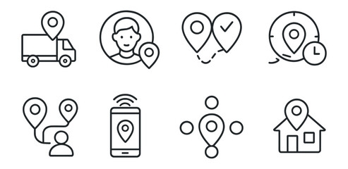 Poster - Navigation, location outline icon set. gps, map, travel icons for app use