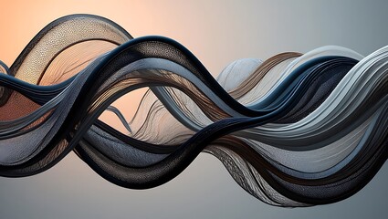Poster - Abstract Wave Elegant Curves and Fluid Forms in Dark Hues