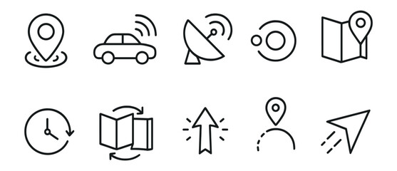Poster - Navigation, gps outline icon set. travel, map, location icons linear collection