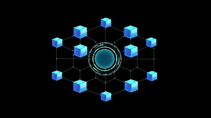 Aufkleber - Modern technology concept with space for icons, logo or emblems, blockchain technology Database, Datacenter, artificial intelligence background. Transparent Abstract network Connection Template. Blue.