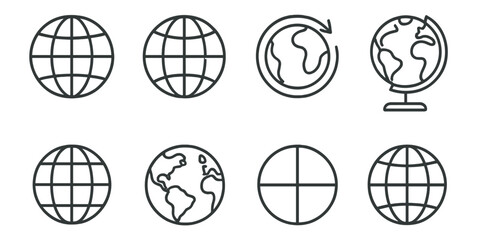 Poster - Globe and earth linear icon set. geography, global navigation, outline symbols