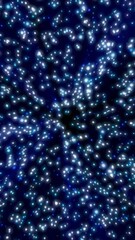 Poster - Dark abstract background with glowing blue star-like lights scattered in a cosmic space pattern