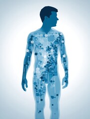 Poster - Body Map Highlighting Areas for Male Cancer Screening and Health Awareness in a Medical Context