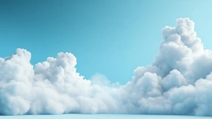 Poster - Serene Skyscape: A breathtaking view of fluffy, voluminous clouds gracefully drift against a backdrop of vibrant, azure sky, a testament to nature's artistic touch. 