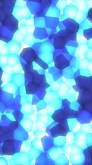 Poster - Geometric glowing blue cells in a mosaic-like structure, emitting cool digital light in a futuristic crystalline abstract pattern