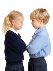 Fototapete - Comparison of Conflict and Bullying Among Children Illustrating Emotional Standoff and Confrontation